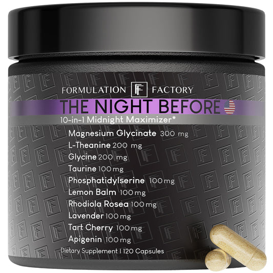 Formulation Factory The Night Before 10-in-1 Sleep Aid – 120 Caps (Melatonin-Free)