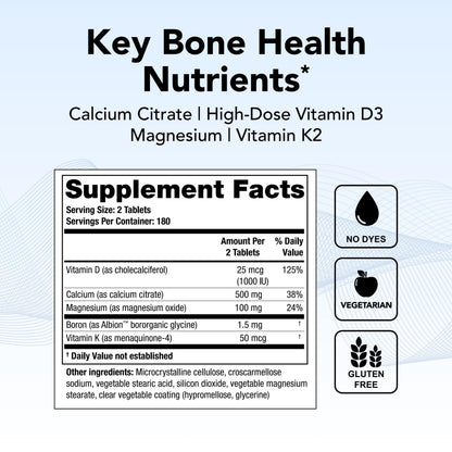 Theralogix TheraCal D2000 — Bone Health Supplement with Calcium, D3, K2 | 360 Tablets, 90-Day Supply, NSF Certified