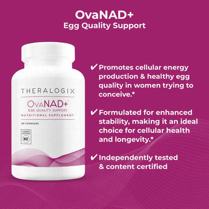 Theralogix OvaNAD+ Egg Quality Support | NR & Pterostilbene | 90-Count, 90-Day Supply
