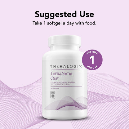 Theralogix TheraNatal One Prenatal Vitamin – 90-Softgel, 90-Day NSF Certified (DHA, D3, Folate, Iron)