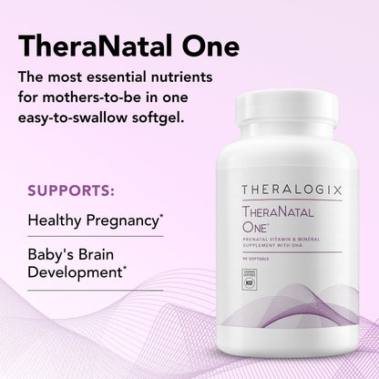 Theralogix TheraNatal One Prenatal Vitamin – 90-Softgel, 90-Day NSF Certified (DHA, D3, Folate, Iron)