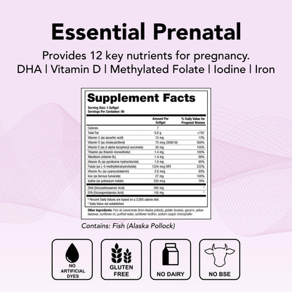 Theralogix TheraNatal One Prenatal Vitamin – 90-Softgel, 90-Day NSF Certified (DHA, D3, Folate, Iron)