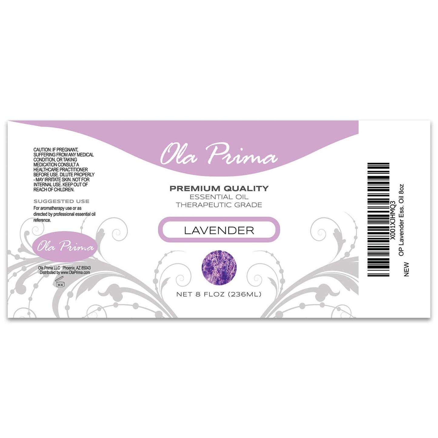 Ola Prima Lavender Essential Oil 8 Fluid Ounces - Aromatherapy
