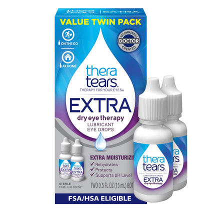 TheraTears Extra Dry Eye Drops Twin Pack – Up to 12 Hours Hydration | Doctor-Recommended