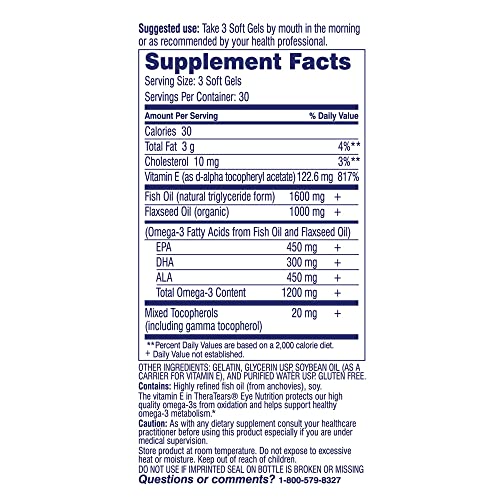 TheraTears Omega 3 Eye Nutrition Supplement 1200mg, 90 Ct (Pack of 1)