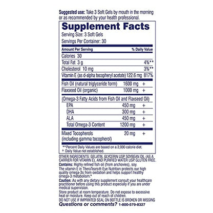 TheraTears Omega 3 Eye Nutrition Supplement 1200mg, 90 Ct (Pack of 1)