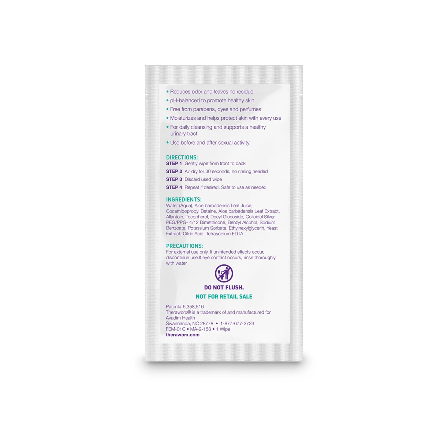 Theraworx Harmony Gentle Daily Cleansing Feminine Wipes – Fragrance Free, Travel Size, 15 Count