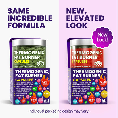 Thermogenic Fat Burner Capsules – Weight Loss Pills for Women & Men | Green Tea, Coffee Extract & Garcinia Cambogia | 60 Capsules