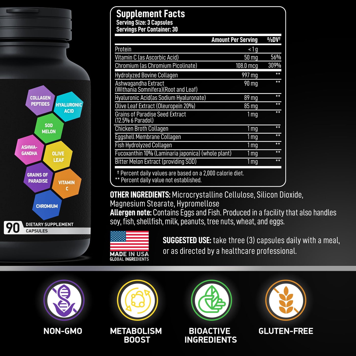Thermogenic Multi Collagen Burn Capsules – Hydrolyzed Collagen Peptides + Hyaluronic Acid (2-Pack)