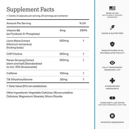 Thesis Clarity Nootropic Supplement – Daily Focus, Memory & Learning (25 Servings)
