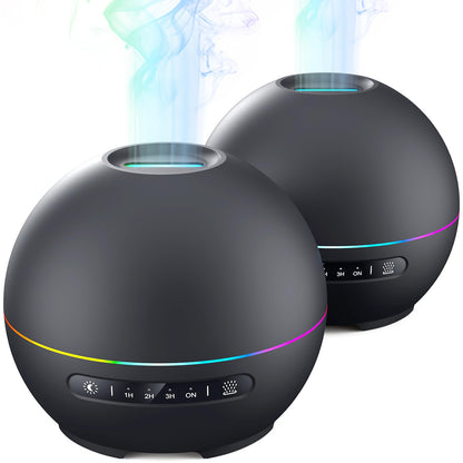 THIMONES 2 Pack Essential Oil Diffuser – 200ml Ultrasonic, 4 Timers, 7 Colors