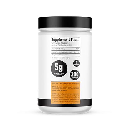 It's Just! Creatine Monohydrate Powder - 1000g (200 Servings) | Unflavored, Made in USA, 3rd-Party Lab Tested, Scoop Included