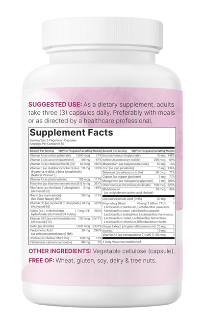 Pure Methylated Prenatal Vitamins for Women — 240 Veggie Capsules | 38 Vital Nutrients with DHA, Choline, Probiotics, Ginger, Inositol, & Methylfolate + Iron | No Fillers