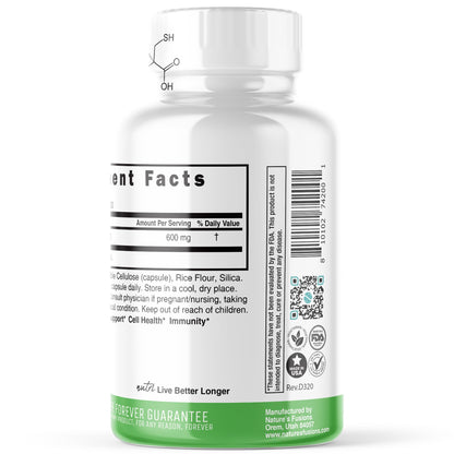2 Pack NAC Supplement – N-Acetyl Cysteine 600mg | Nutri NAC 600mg – Antioxidant & Glutathione Support