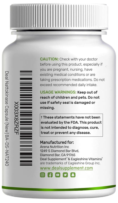 Nattokinase 4,000 FU – 240 Veggie Capsules | Heart Health & Digestion | Vegan
