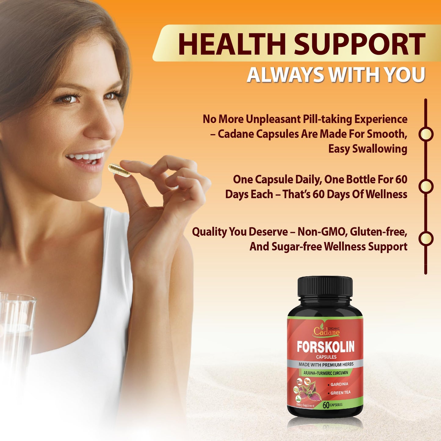 Forskolin Supplements Capsules with Turmeric Curcumin, Arjuna, Garcinia Cambogia, Green Tea – 60 Capsules