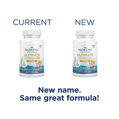 Nordic Naturals Ultimate Omega 2X Teen – Strawberry, 60 Mini Soft Gels | 1120 mg Omega-3 (EPA & DHA) | Non-GMO | 30 Servings
