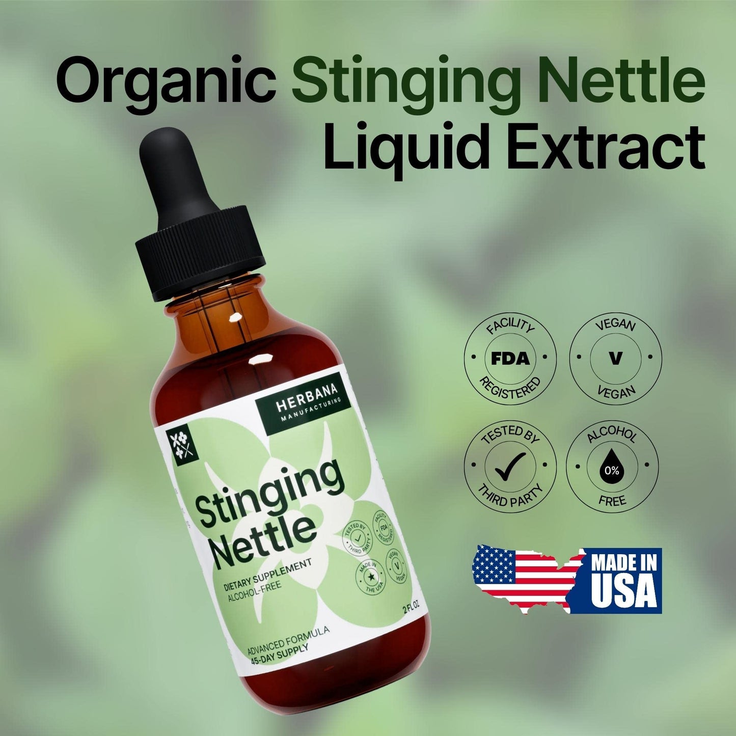 Stinging Nettle Leaf & Root Liquid Extract – Urinary & Kidney Support (2 oz) | Organic Urtica Dioica