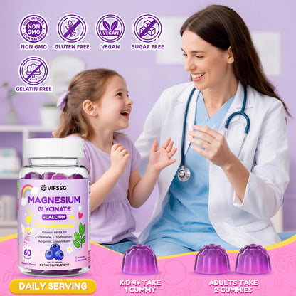 Magnesium Glycinate Gummies for Adults & Kids 4+ | Sugar Free 400/200mg Sleep Support