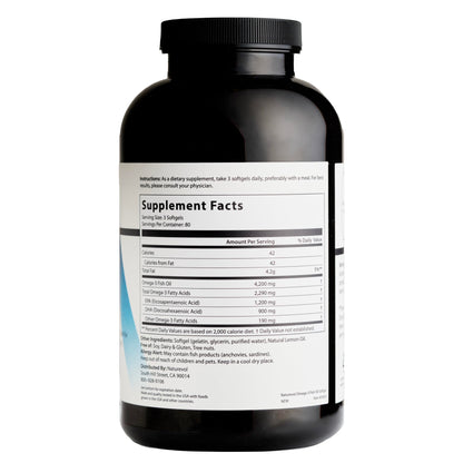 Triple Strength Omega-3 Fish Oil 4200mg – Burpless, Wild-Caught, Lemon | 240 Softgels