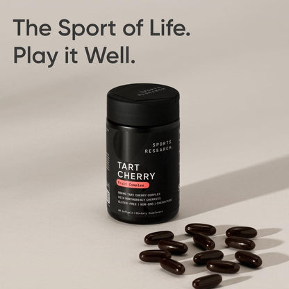 Sports Research Tart Cherry Capsules – Montmorency Tart Cherries, Non-GMO & Gluten Free, 60 Liquid Softgels