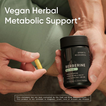 Sports Research Berberine 500mg – 120 Veggie Capsules | Vegan, Gluten-Free, Non-GMO