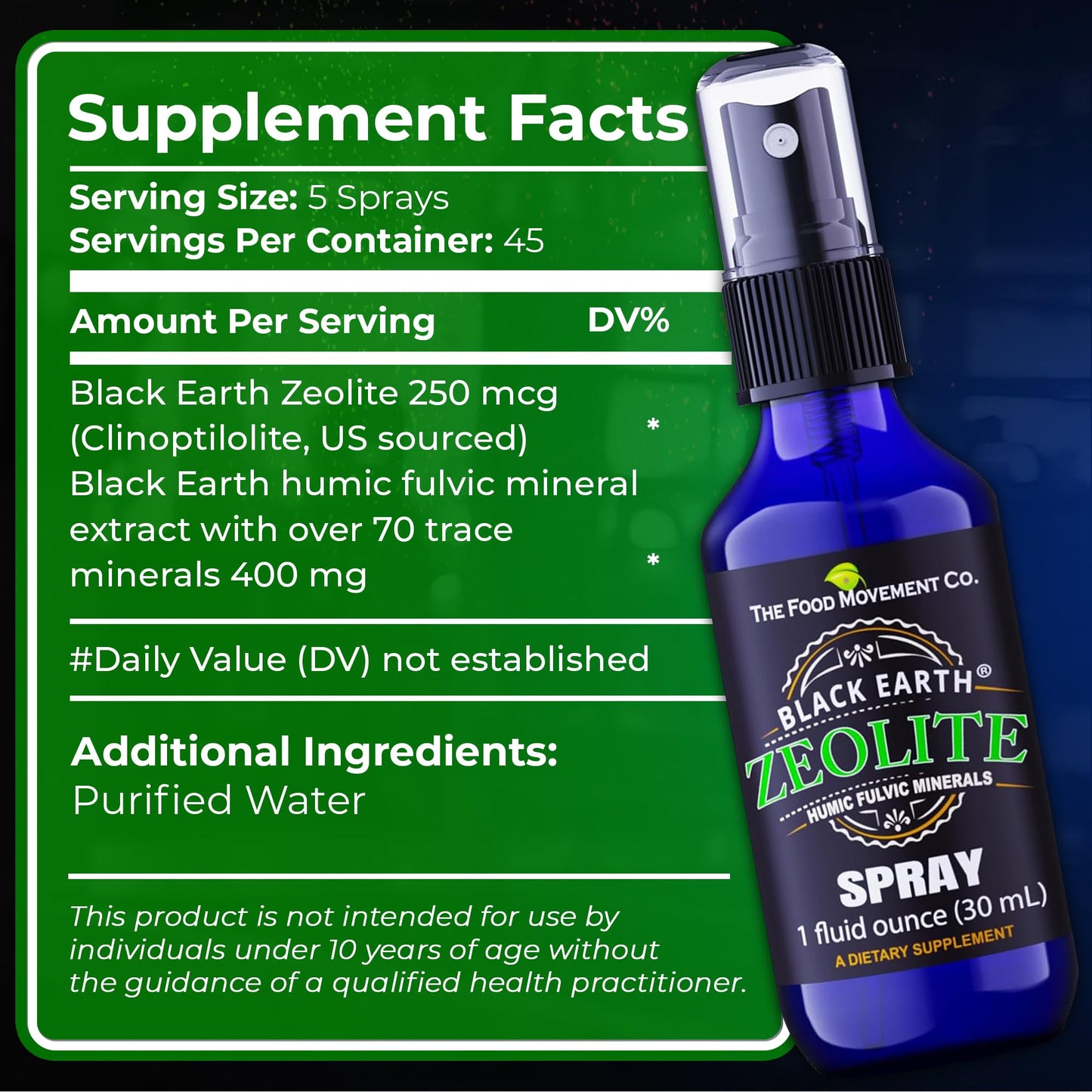Black Earth Zeolite 1oz Pump Spray – Gut Health & Immune Support