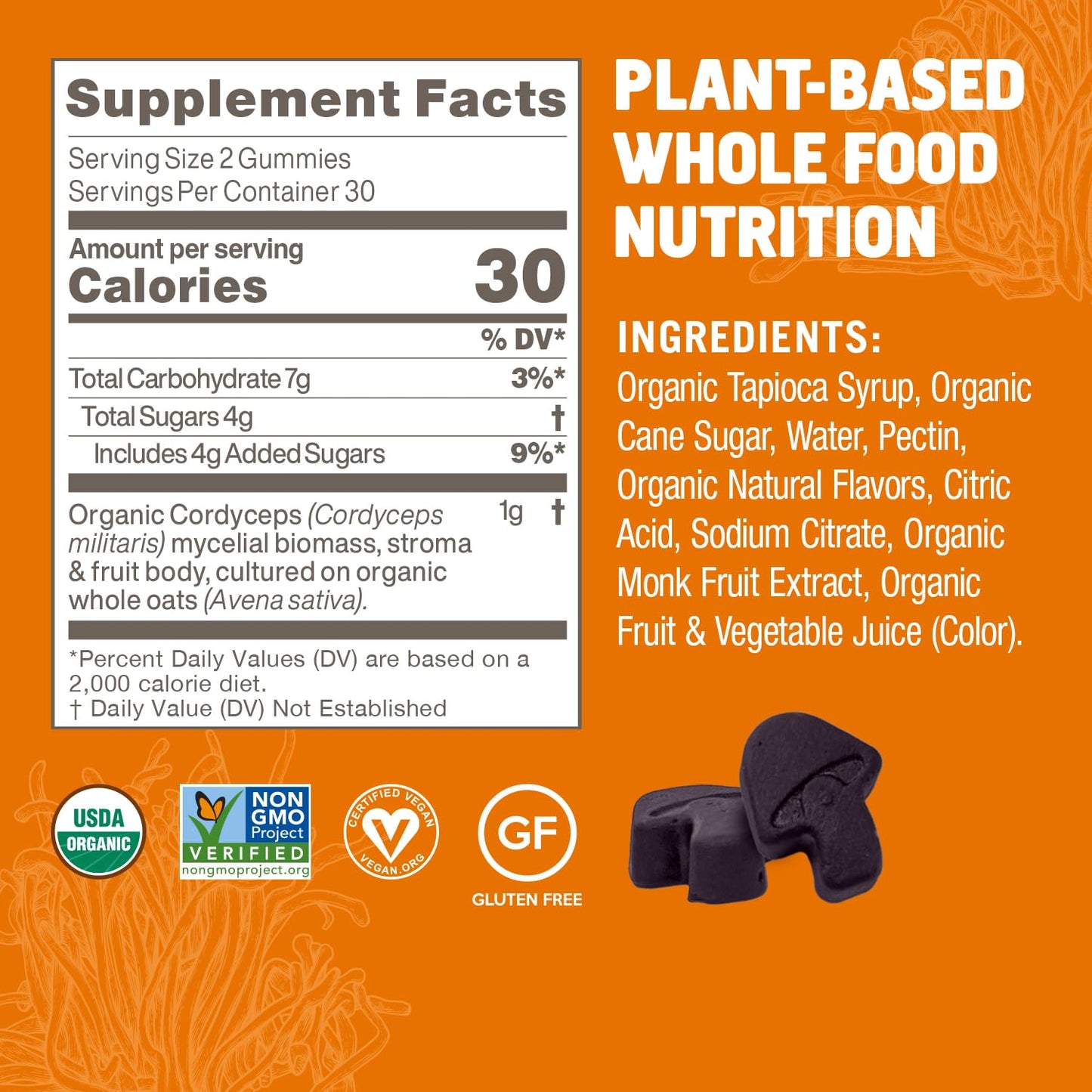 OM Mushroom Cordyceps Gummies – USA Grown Organic Mushrooms | Energy & Endurance (60 Count)
