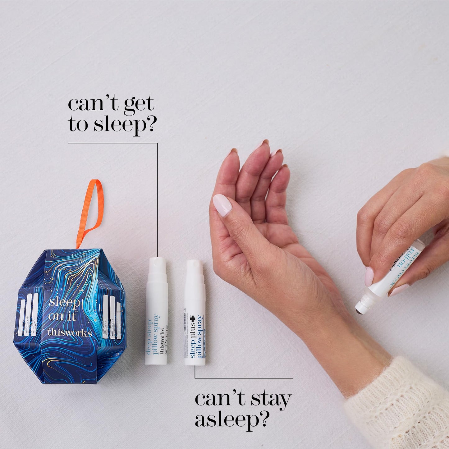 This Works Sleep On It Kit – Mini Set with Pillow Sprays & Stress Check Roll-On (5ml Each)