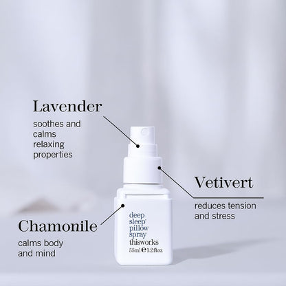THISWORKS Deep Sleep Pillow Spray – Fast-Acting Natural Lavender for Relaxation & Restful Sleep (35 ml Travel Size)