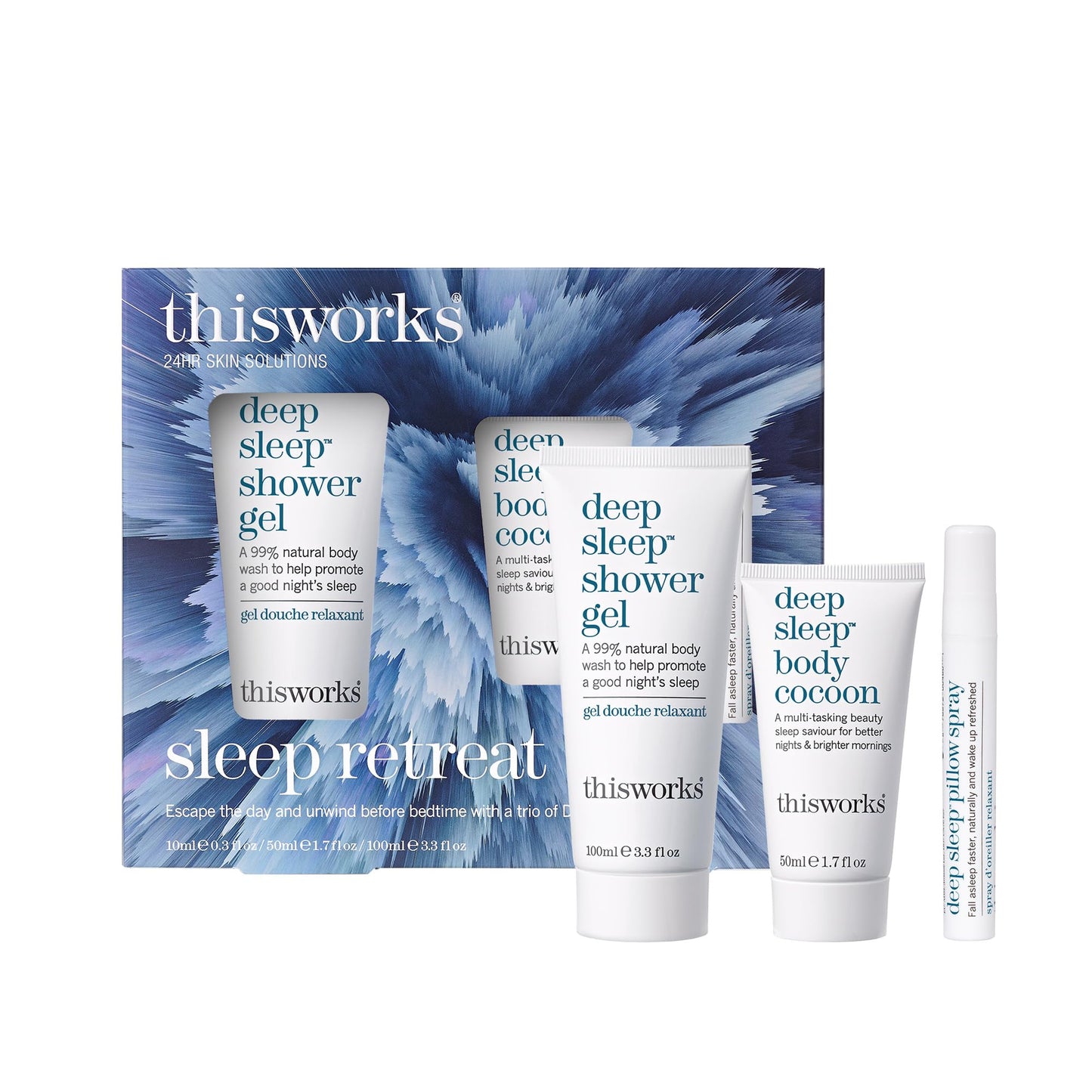 This Works Sleep Retreat Box Gift Set | Deep Sleep Pillow Spray, Shower Gel & Body Moisturiser