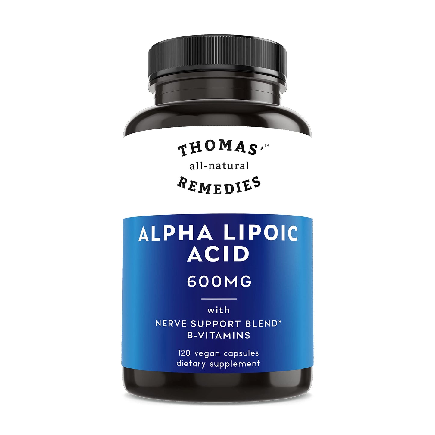 Thomas' All-Natural Remedies Alpha Lipoic Acid 600mg 120 Capsules with B-Vitamins Vegan No Fillers