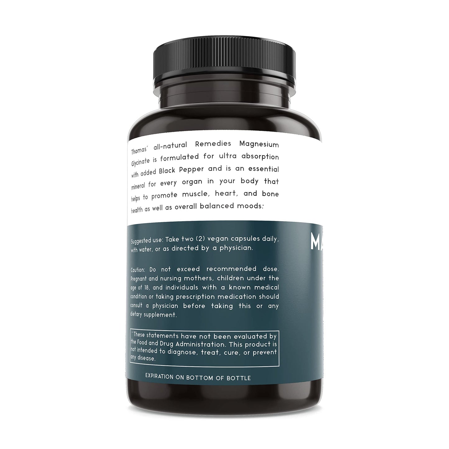 Thomas' All-Natural Magnesium Glycinate – High Absorption (60 Veg Caps)