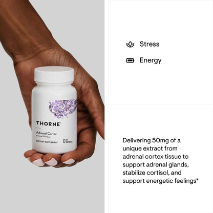 THORNE Adrenal Cortex - Cortisol Support Supplement for Stress Management & Adrenal Health | 60 Capsules