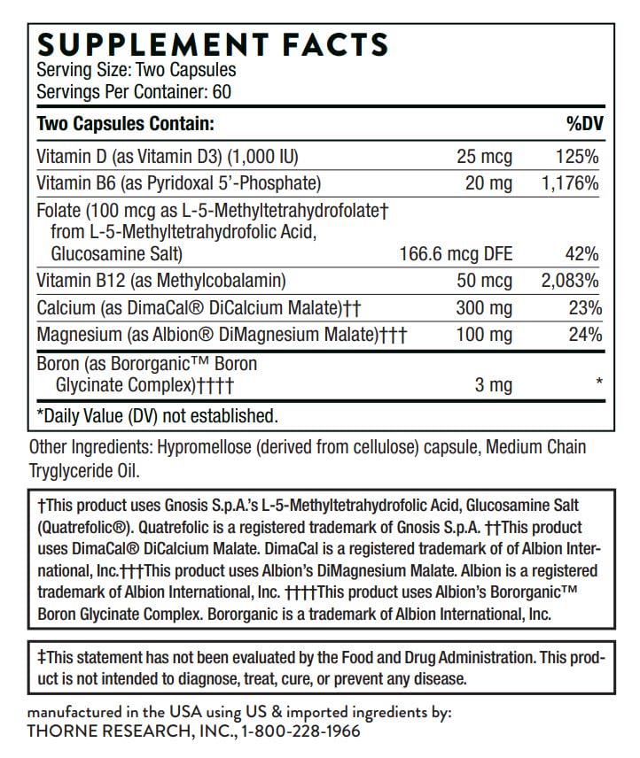 THORNE Advanced Bone Support‡ (Formerly Oscap) – Calcium & Vitamin D*, 120 Capsules