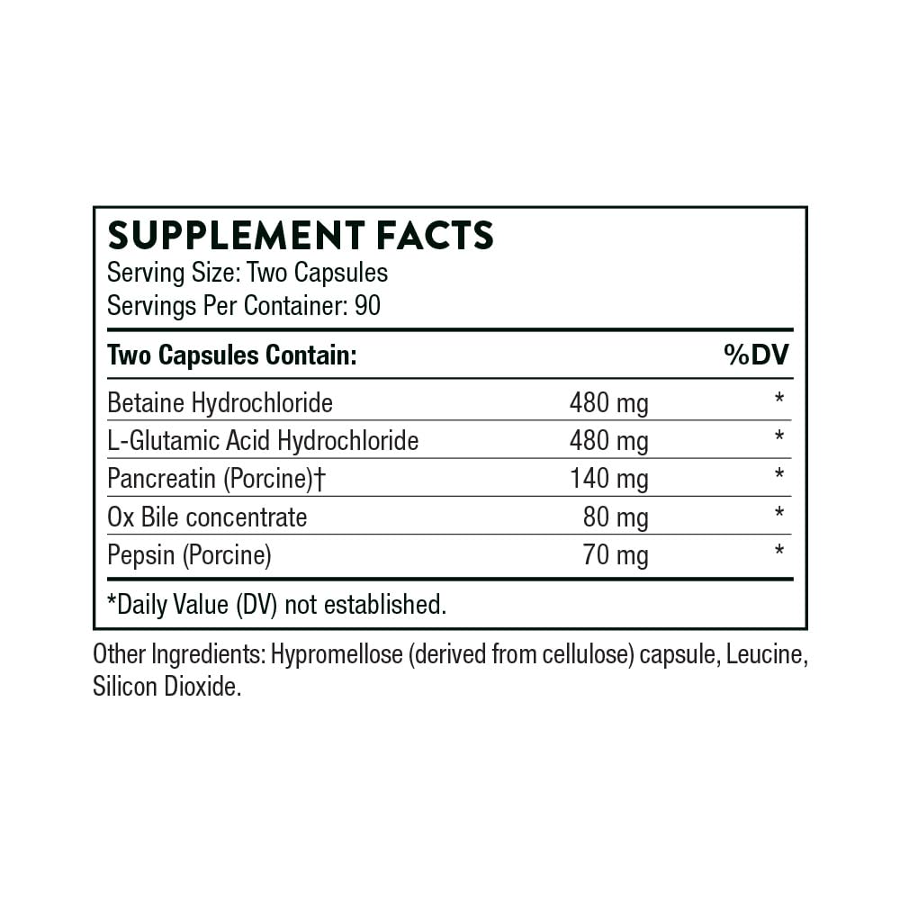 THORNE Advanced Digestive Enzymes – Gut Health Support with Pepsin, Ox Bile & Pancreatin – 90 Servings