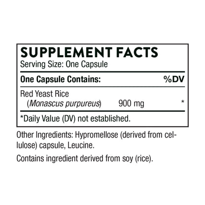THORNE Red Yeast Rice 900mg – Gluten-Free Cholesterol Support Supplement | 120 Capsules
