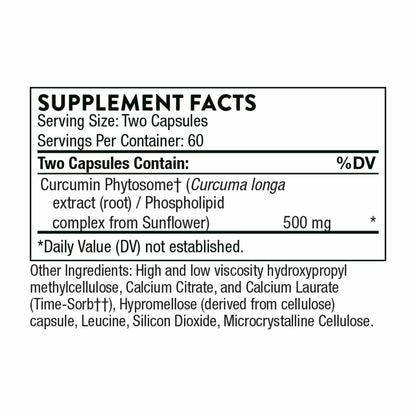 THORNE Curcumin Phytosome 500 mg (Meriva) – Sustained Release, Clinically Studied, Supports Healthy Inflammation