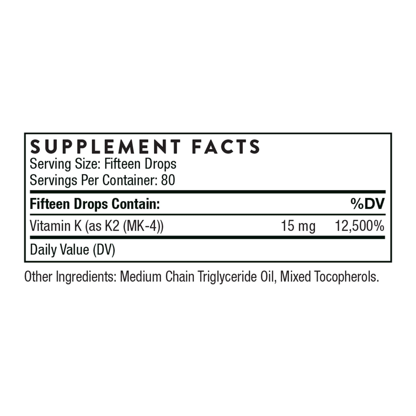 THORNE Vitamin K2 Liquid (1 mg/Drop) – Heart & Bone Support, Gluten/Dairy/Soy Free | 1 Fl Oz