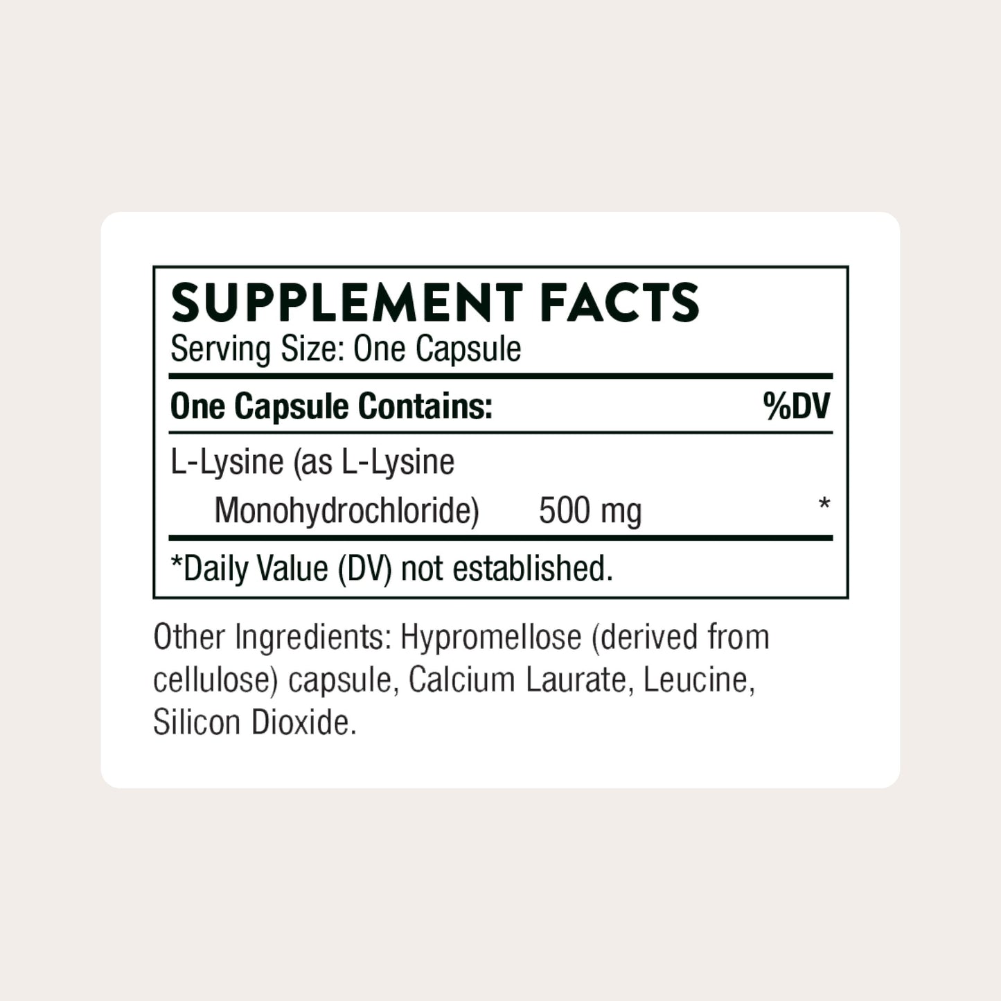 THORNE Lysine 500 mg – Essential Amino Acid for Skin Health, Immune Function & Energy | 60 Servings