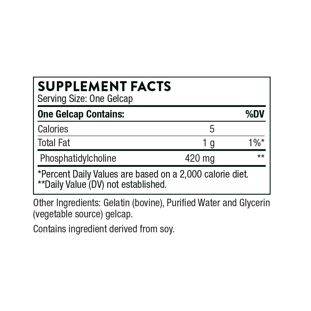 THORNE Phosphatidyl Choline Phospholipid Complex for Cell Membrane Support - 60 Gelcaps