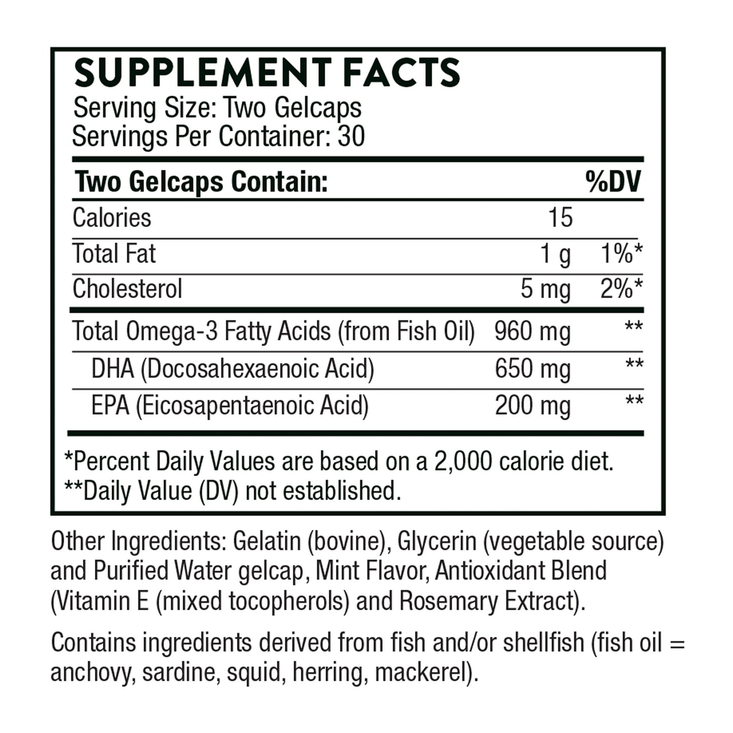 THORNE Prenatal DHA – 650 mg DHA + 200 mg EPA – Supports Baby’s Brain & Nervous System (Pregnancy to Nursing) – 30 Servings