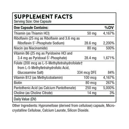 THORNE Stress B-Complex | B2, B6, B12, Folate + B5 for Adrenal Support – 60 Servings