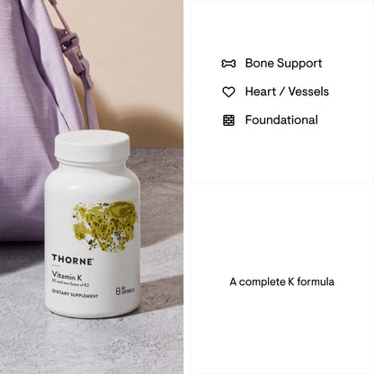 THORNE Vitamin K - K1 & K2 (MK-4 & MK-7) Supplement | 60 Servings | Gluten, Dairy & Soy-Free