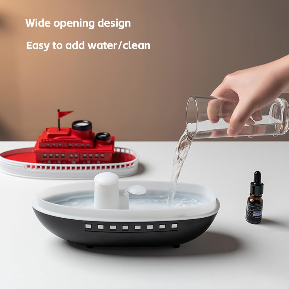 Thoughtalk 300ML Cartoon Ship Diffuser — Ultrasonic Cool Mist, 7-Color LED, Auto Shut-Off