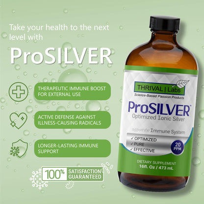 Thrival Labs Ionic Colloidal Silver 20 PPM – 16oz Glass Bottle | Immune Support