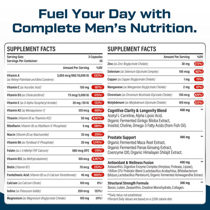 ThrivyThystle Men Multivitamins 50+ | Daily Multivitamin with Fermented Herbal Extracts and 43 Vitamins