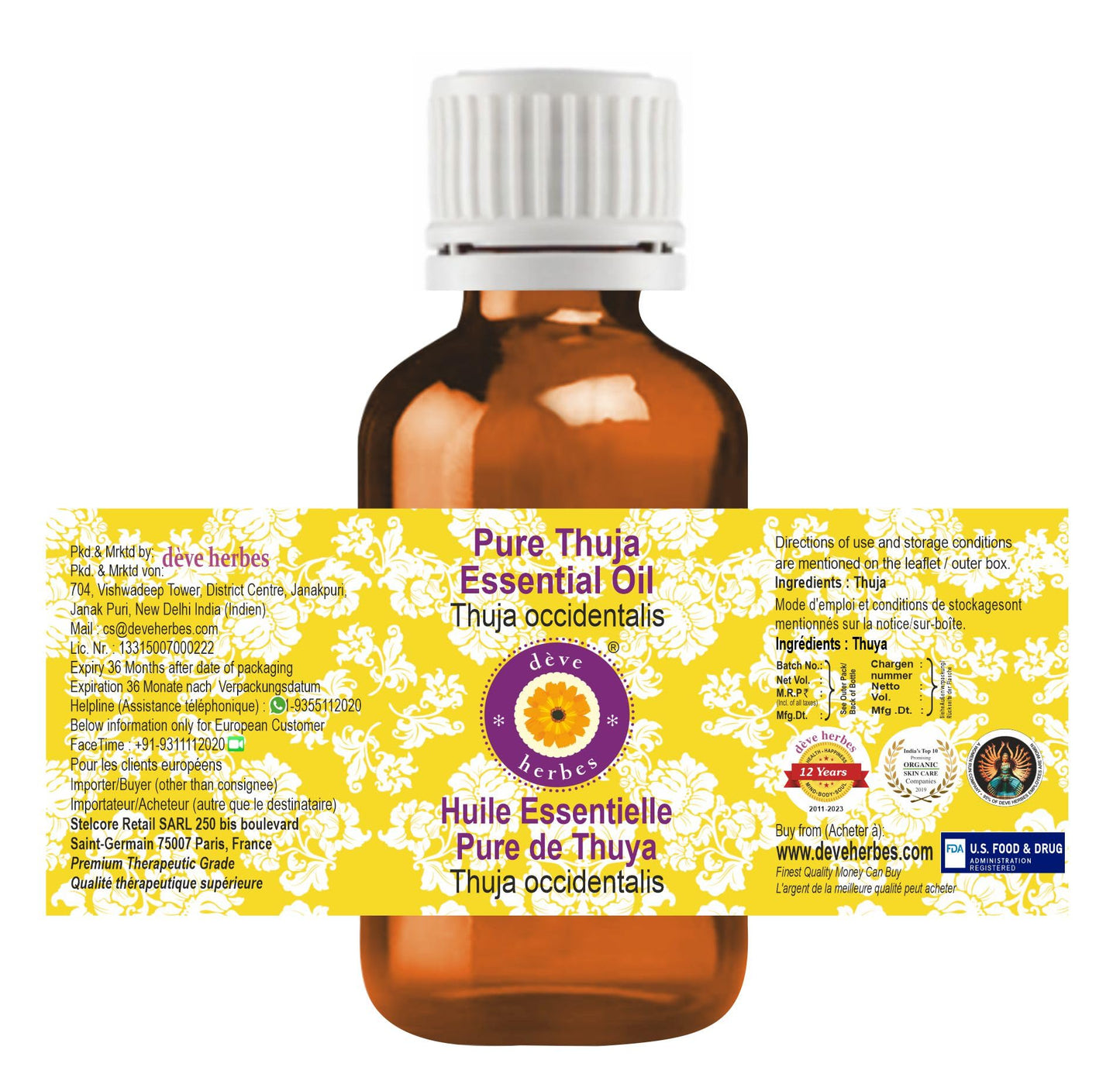 Deve Herbes Pure Thuja Essential Oil 10ml – Steam Distilled