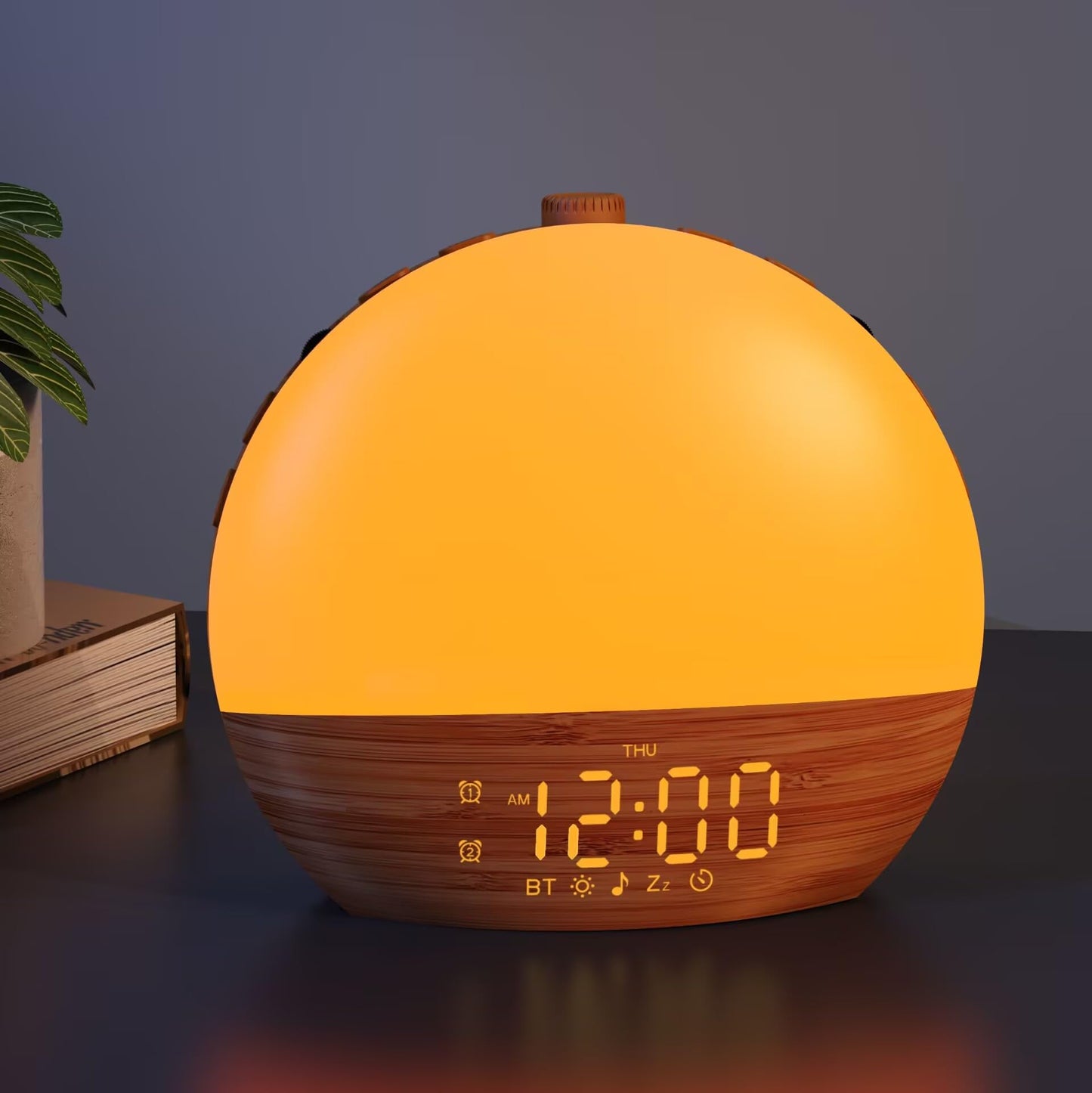 Thybro Sunrise Alarm Clock with Sunrise Light, Bluetooth & 30 Sleep Sounds | Wood Grain