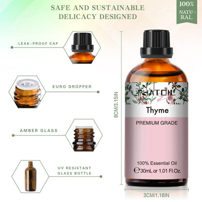 Thyme Essential Oil 30ml – PHATOIL Pure Aromatherapy for Diffusers & DIY Crafts
